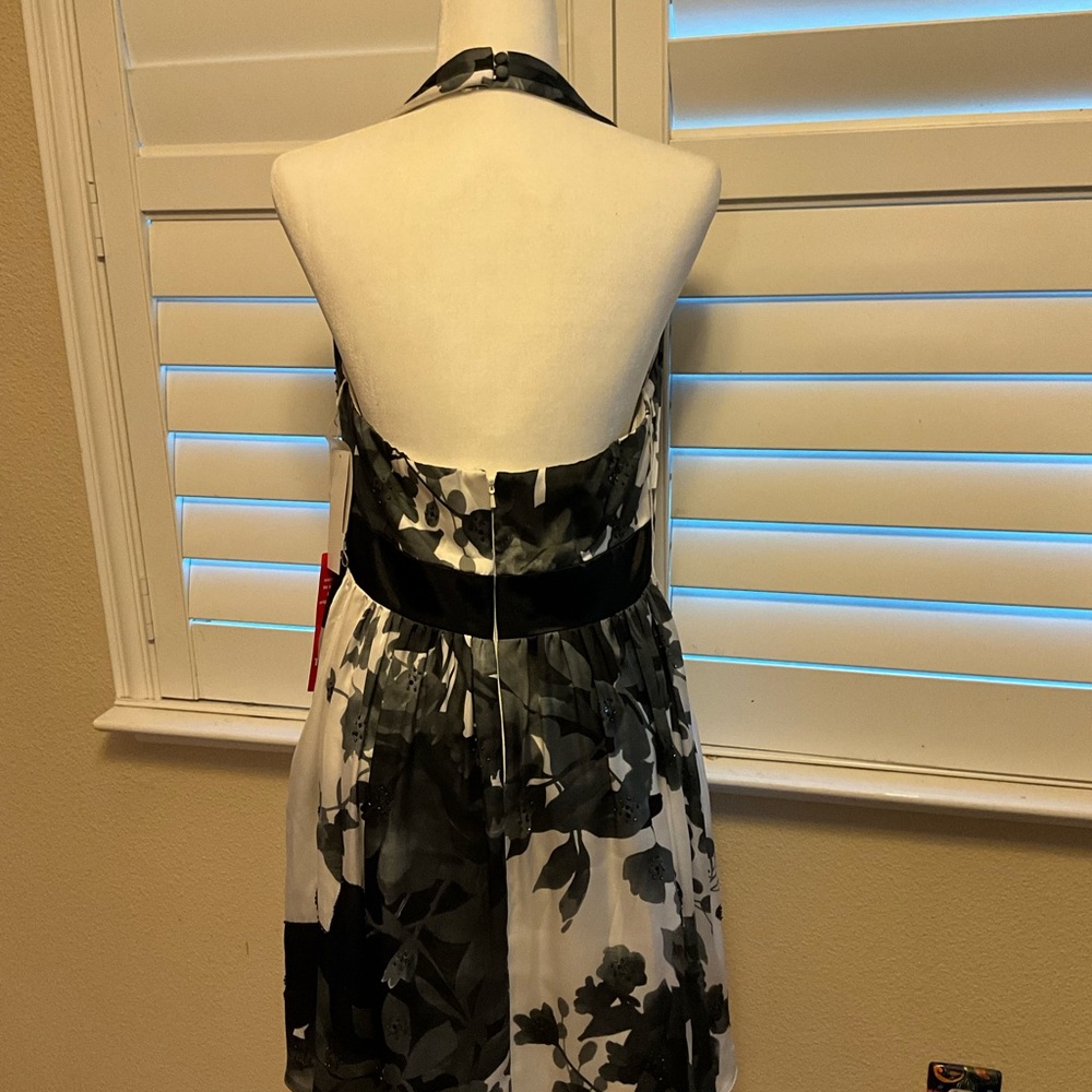 Adrianna Papell Asymmetrical Black and White Halter Sundress NWT - Picture 5 of 10